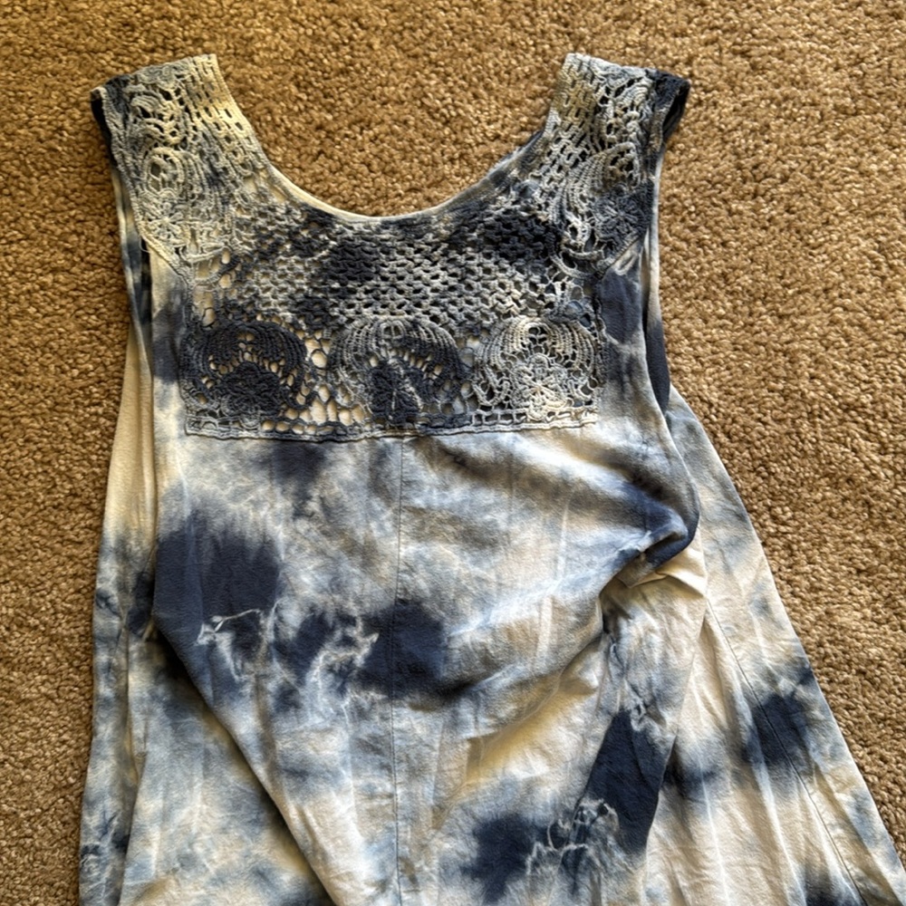 American Age Navy and White Tie-Dye Tank Top - Picture 3 of 3